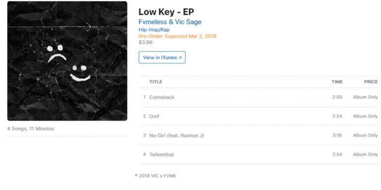 New EP "Low Key" by Vic Sage and Fvmeless
